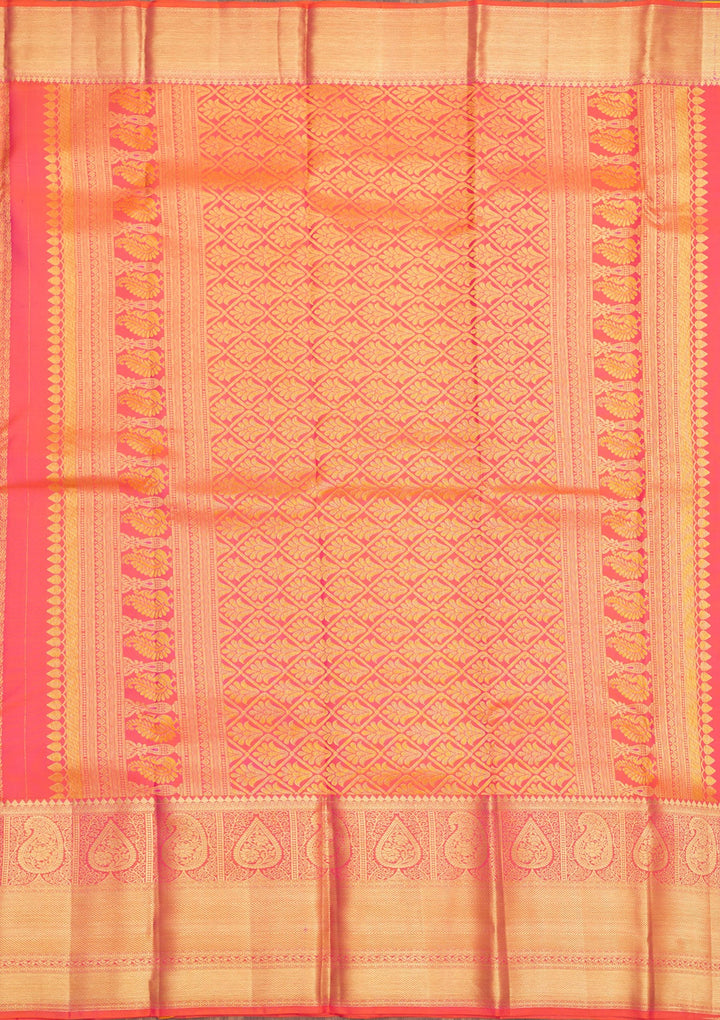 Orange Zariwork Pure Silk Saree-Koskii