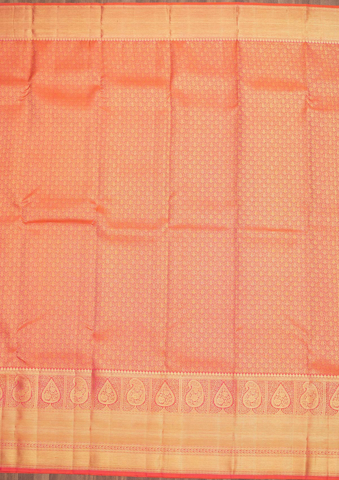 Orange Zariwork Pure Silk Saree-Koskii