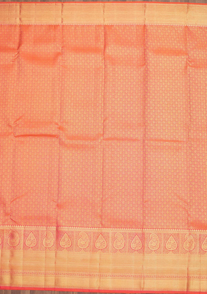 Orange Zariwork Pure Silk Saree-Koskii