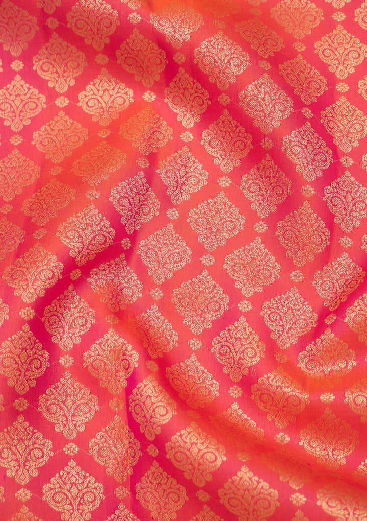 Orange Zariwork Pure Silk Saree-Koskii