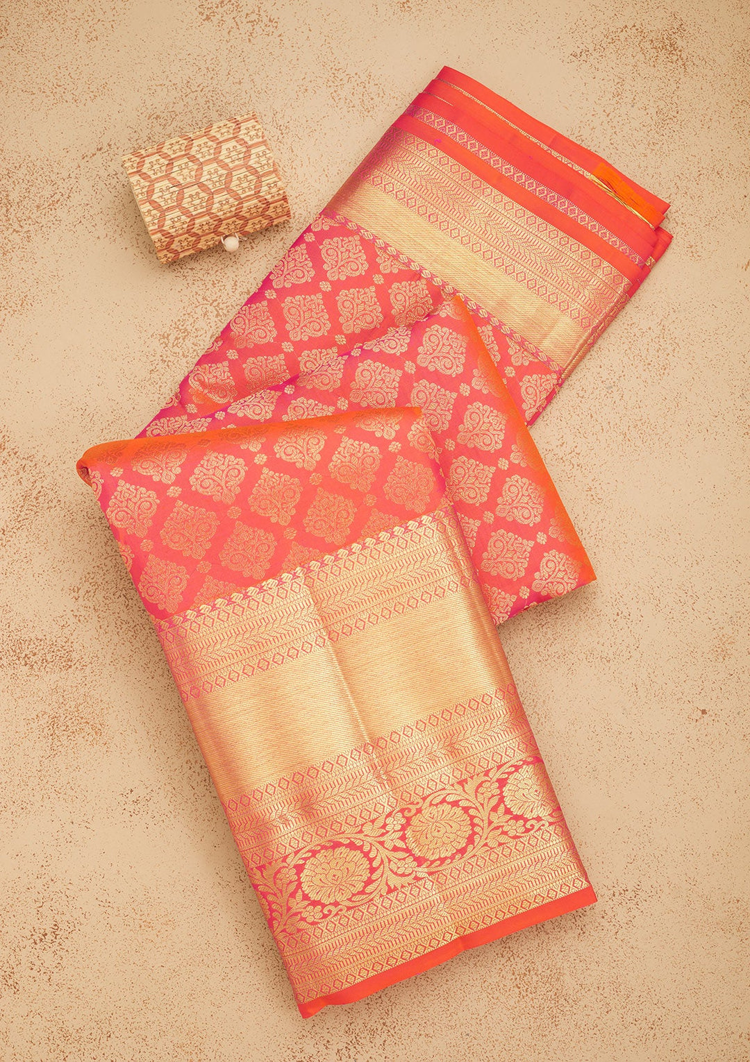 Orange Zariwork Pure Silk Saree-Koskii