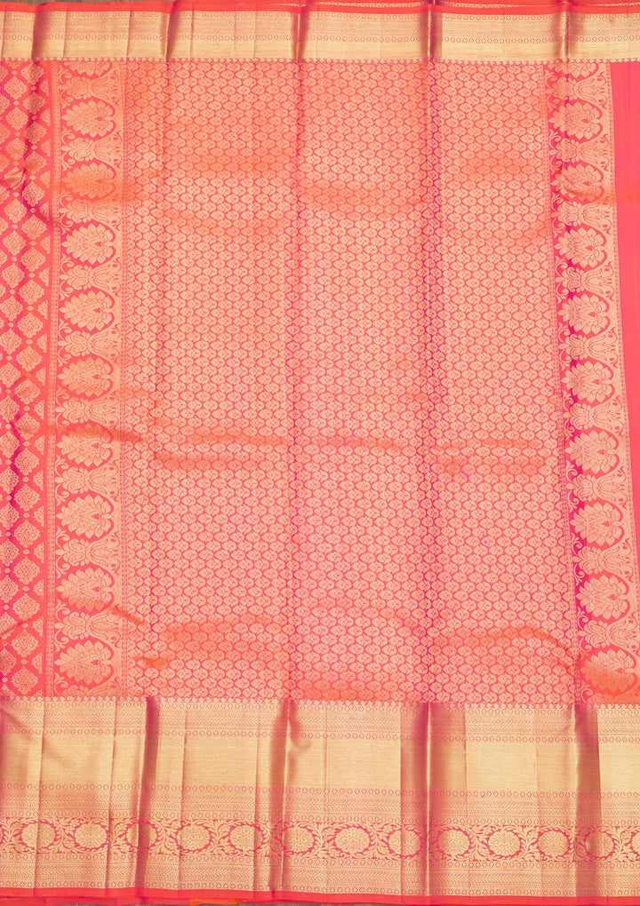 Orange Zariwork Pure Silk Saree-Koskii