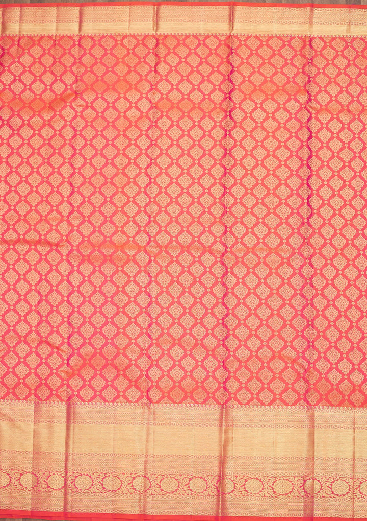 Orange Zariwork Pure Silk Saree-Koskii