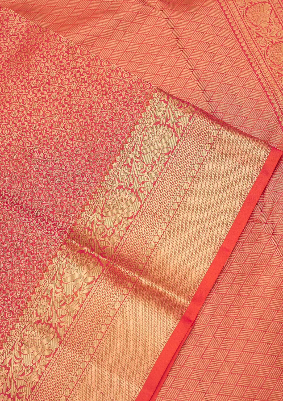 Orange Zariwork Pure Silk Saree-Koskii