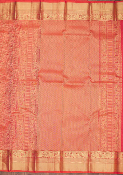 Orange Zariwork Pure Silk Saree-Koskii