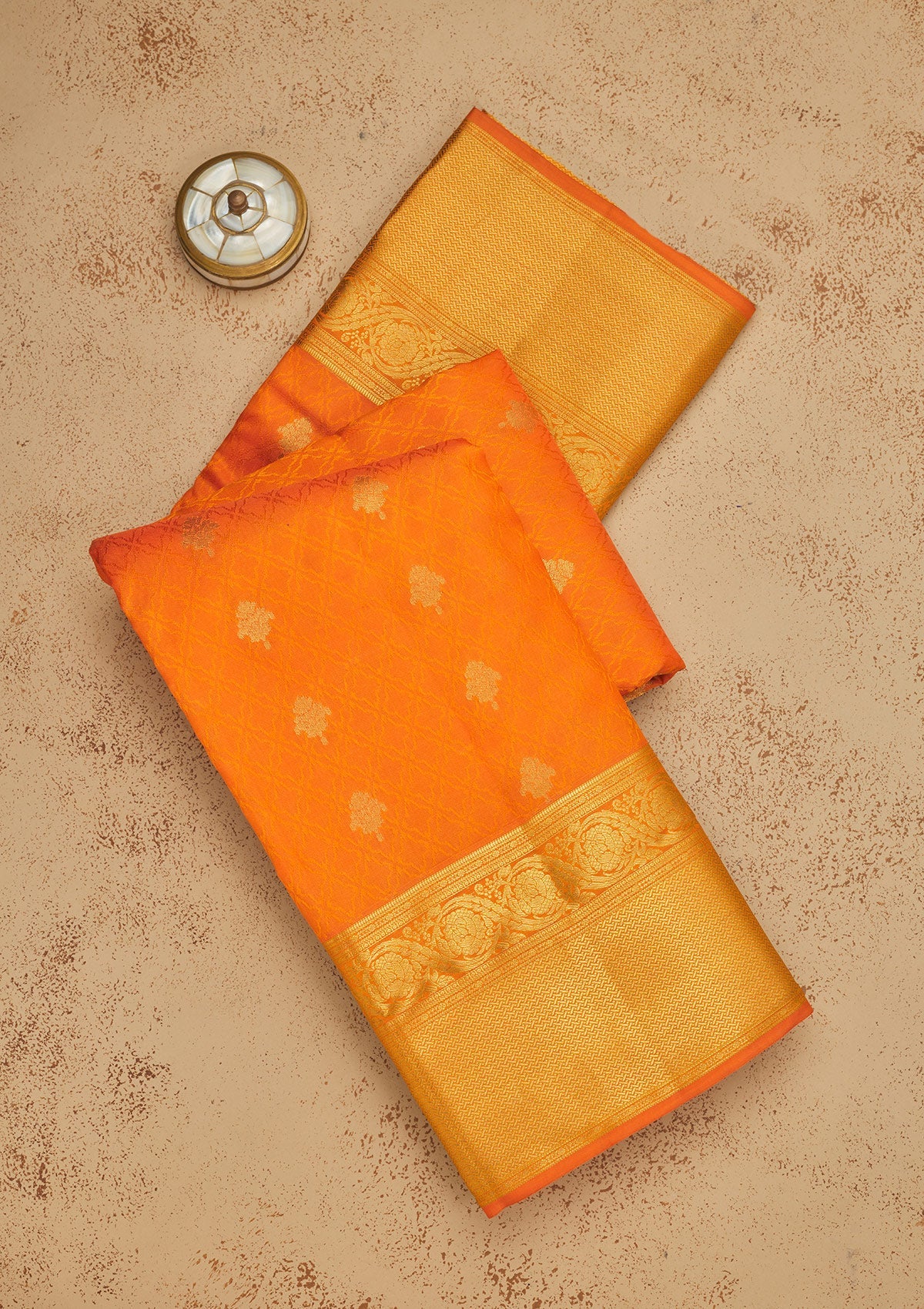 Orange Zariwork Pure Silk Saree-Koskii