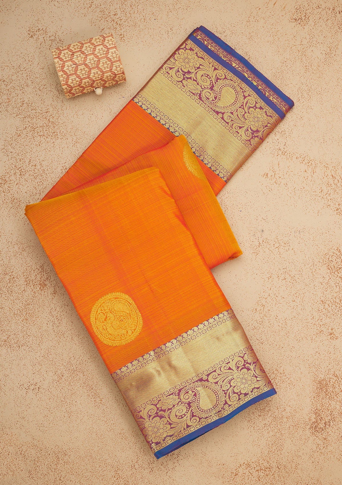 Orange Zariwork Pure Silk Saree-Koskii