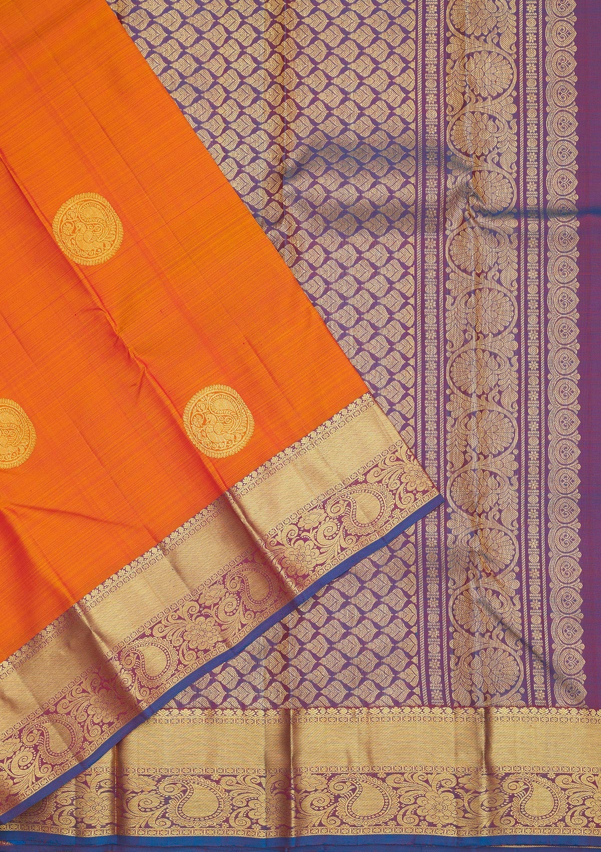 Orange Zariwork Pure Silk Saree