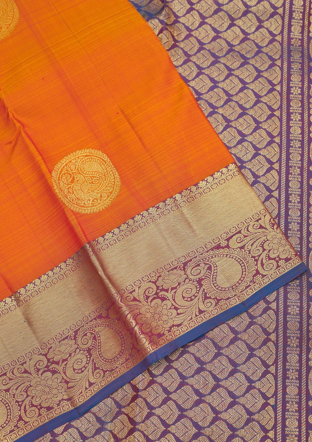 Orange Zariwork Pure Silk Saree