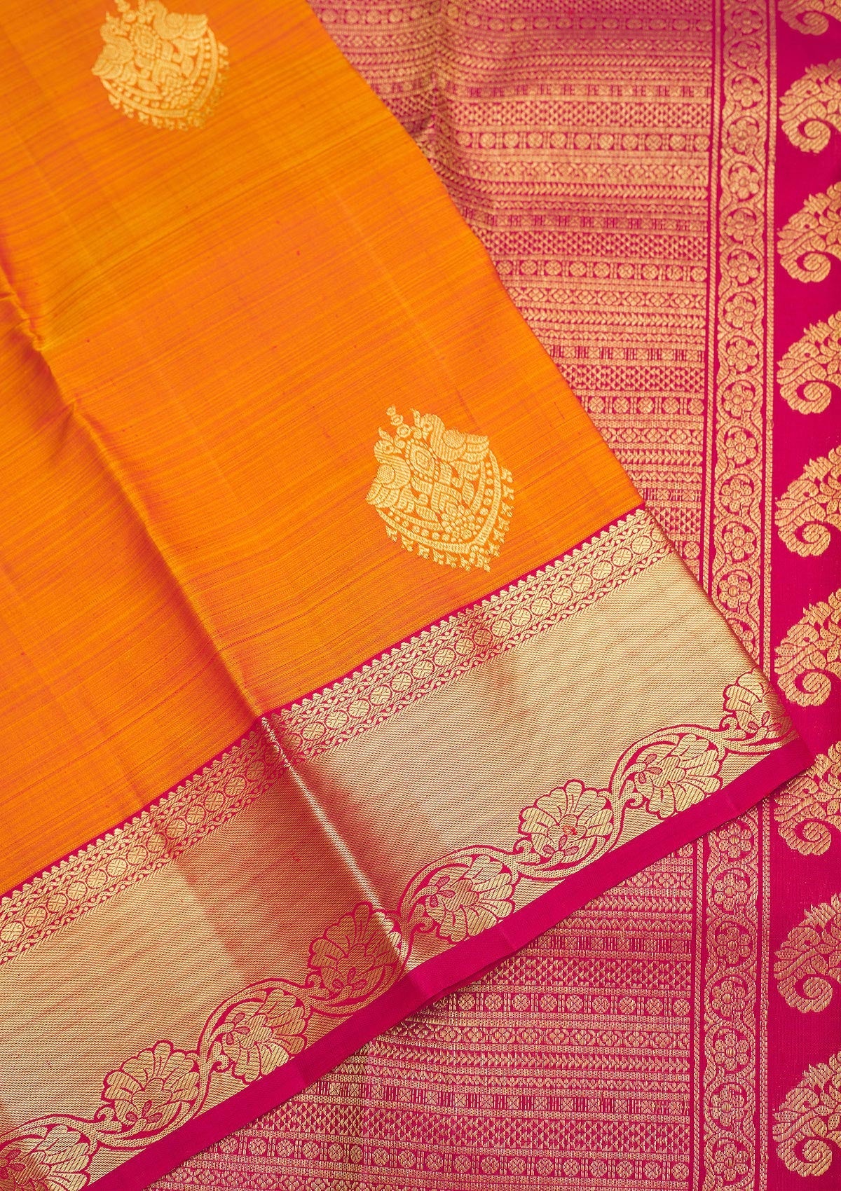 Orange Zariwork Pure Silk Saree