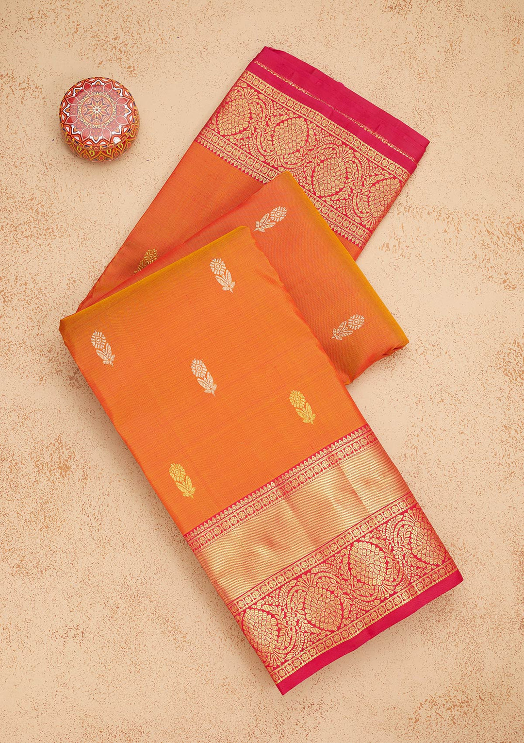 Orange Zariwork Pure Silk Saree-Koskii