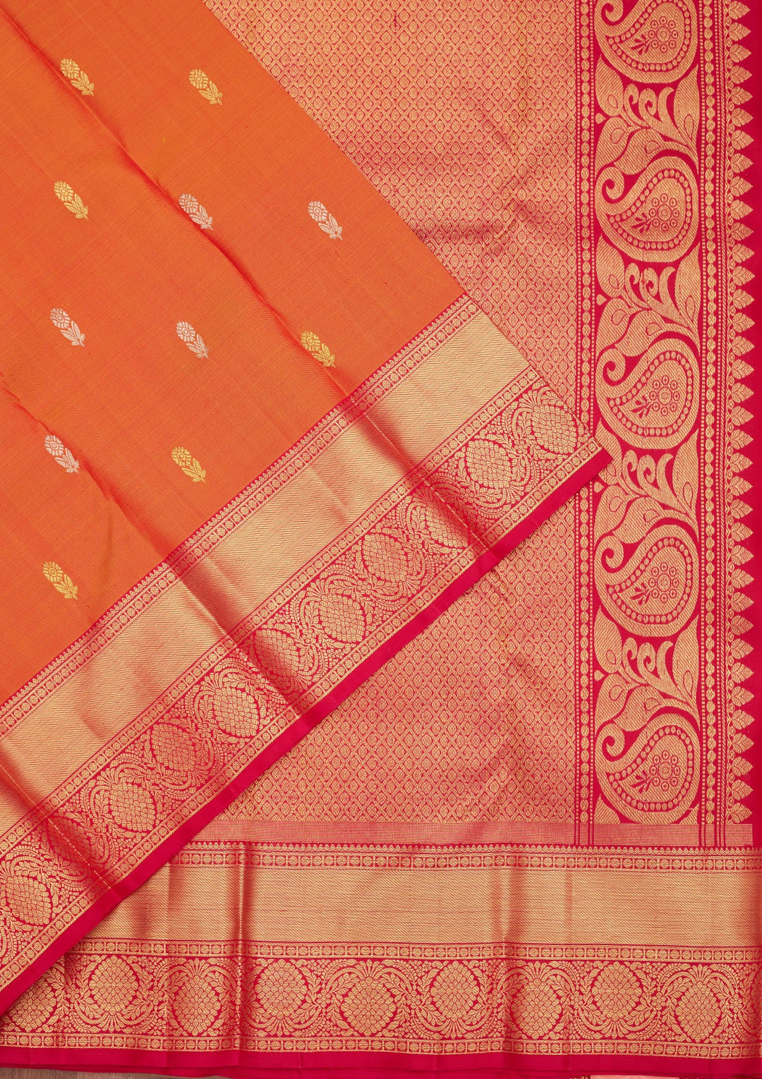 Orange Zariwork Pure Silk Saree