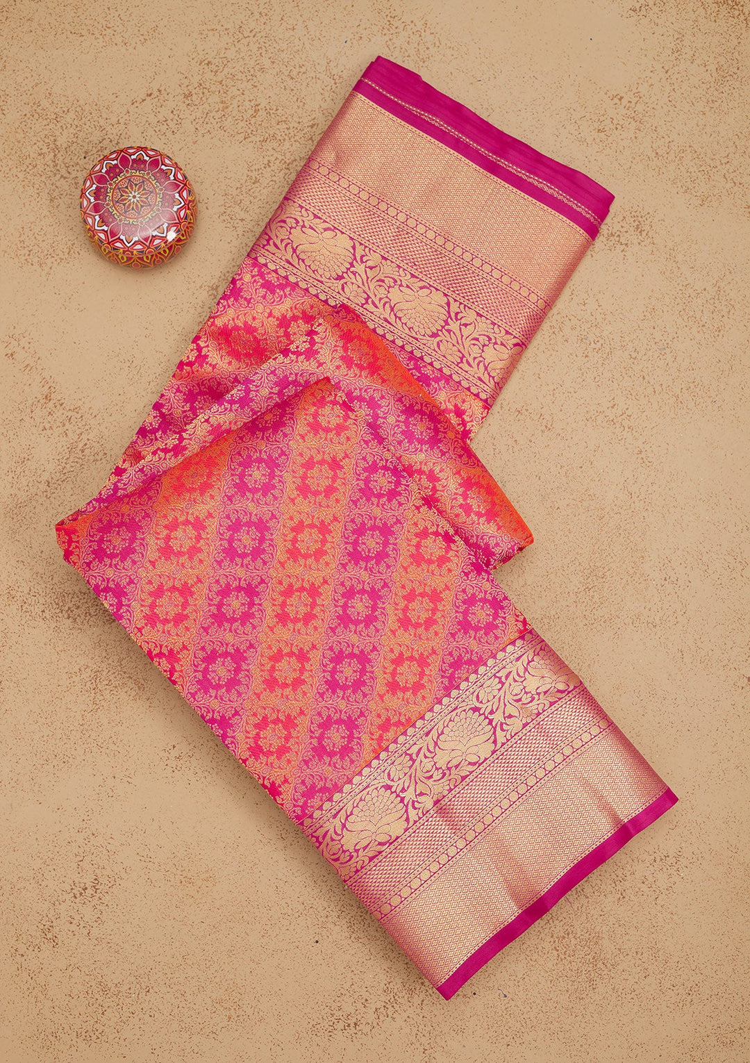 Orange Zariwork Pure Silk Saree-Koskii