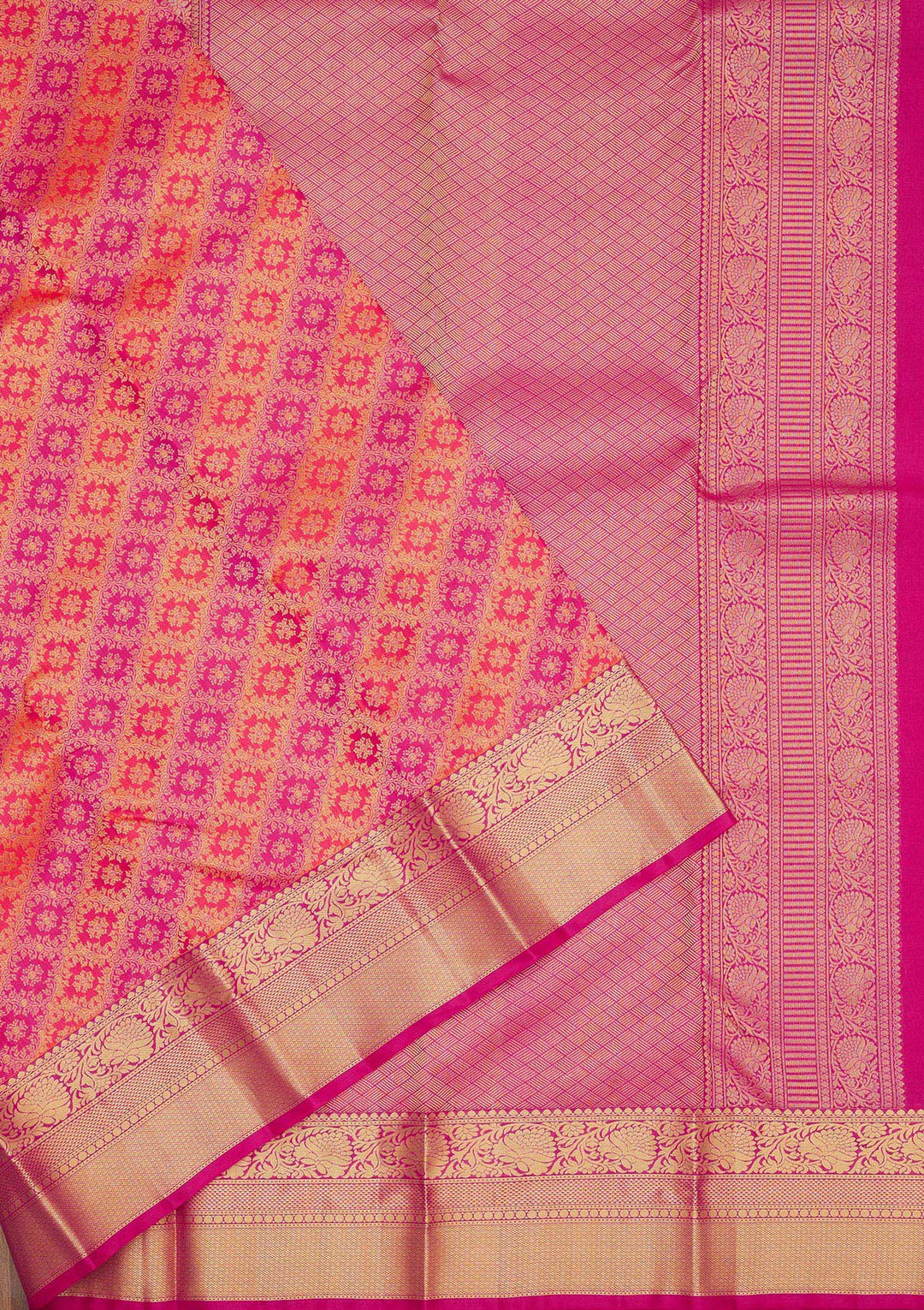 Orange Zariwork Pure Silk Saree-Koskii