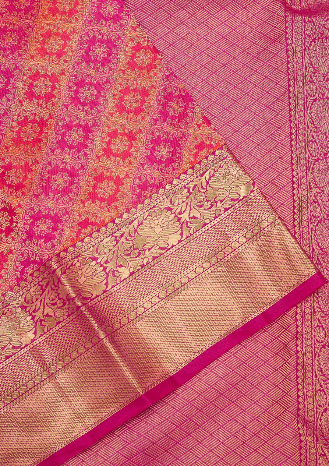 Orange Zariwork Pure Silk Saree-Koskii