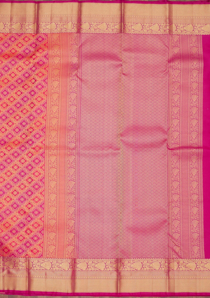 Orange Zariwork Pure Silk Saree-Koskii