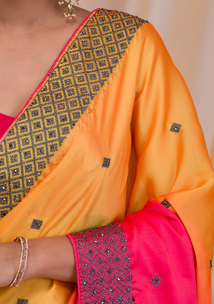 Fawn Zariwork Brocade Saree-Koskii