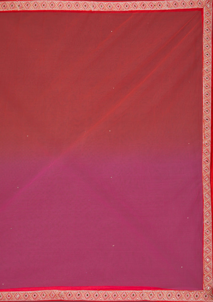 Orange Zariwork Semi Crepe Readymade Lehenga-Koskii