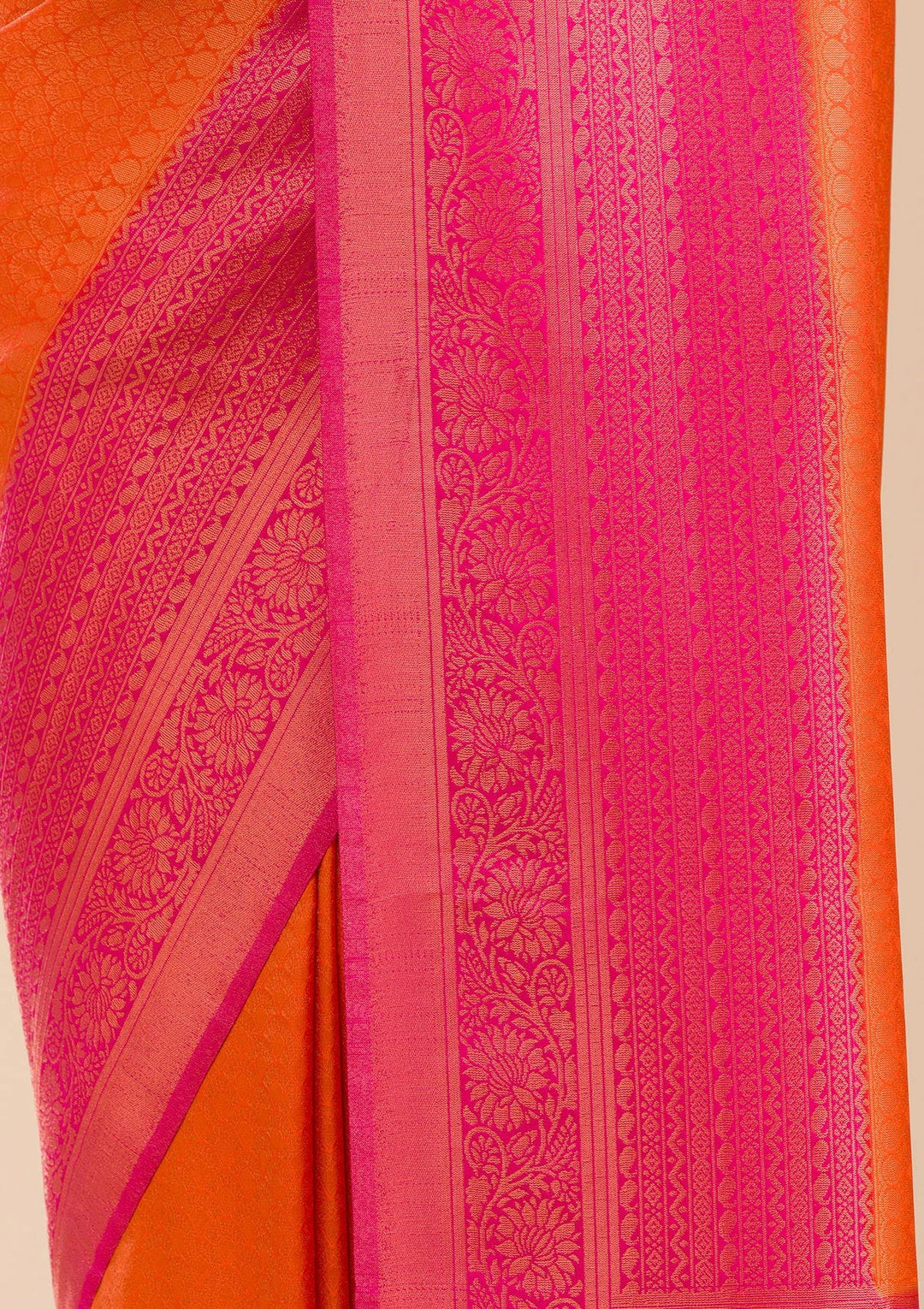 Orange Zariwork Soft Silk Saree