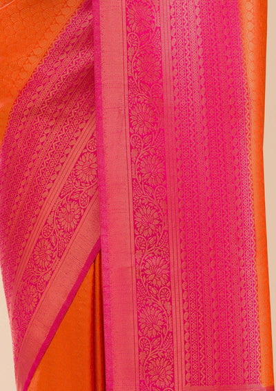 Orange Zariwork Soft Silk Saree