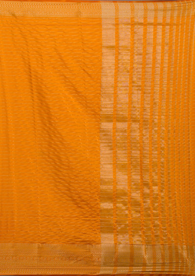 Orange Zariwork Soft Silk Saree-Koskii