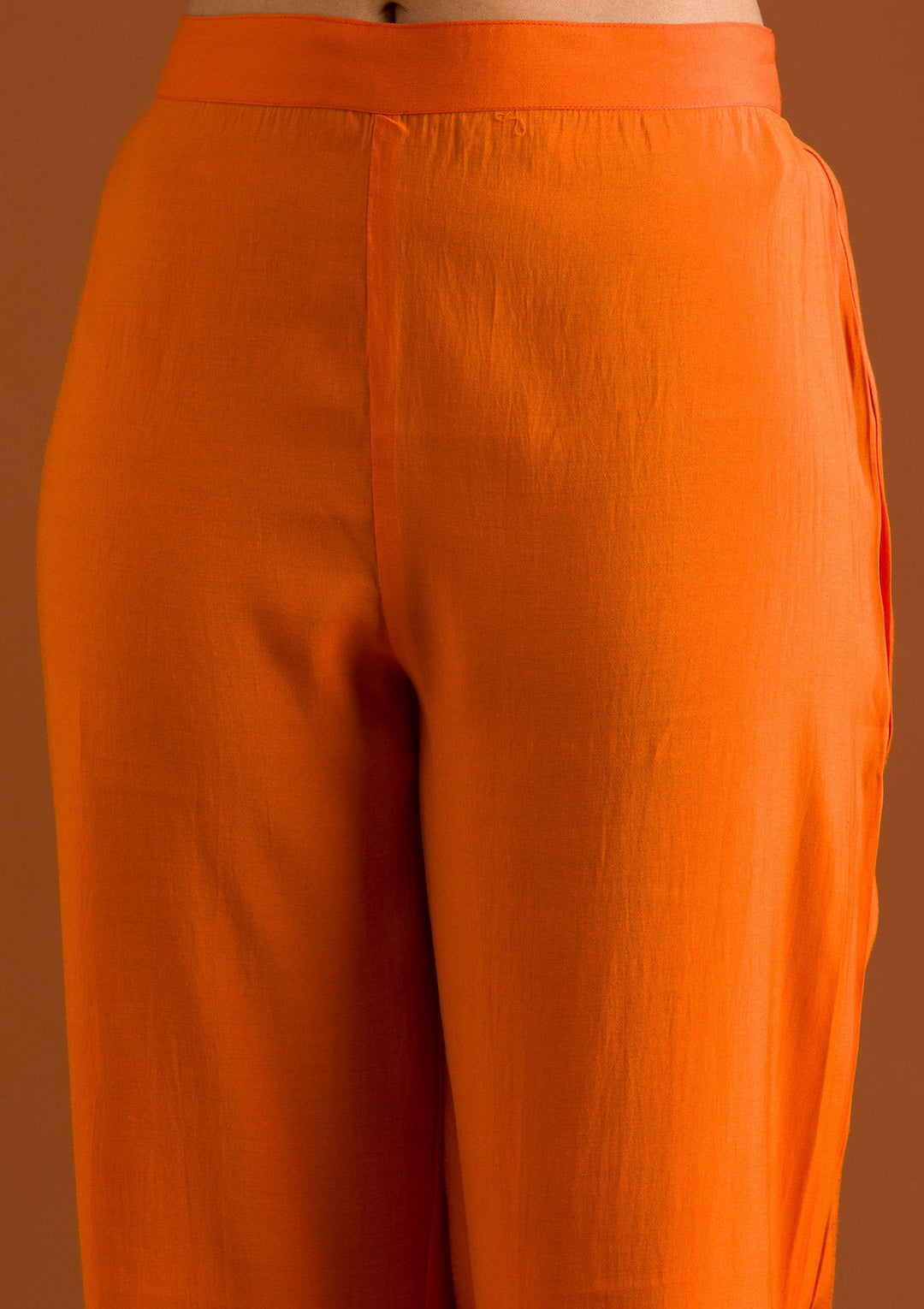 Orange Zariwork Tissue Readymade Salwar Suit-Koskii