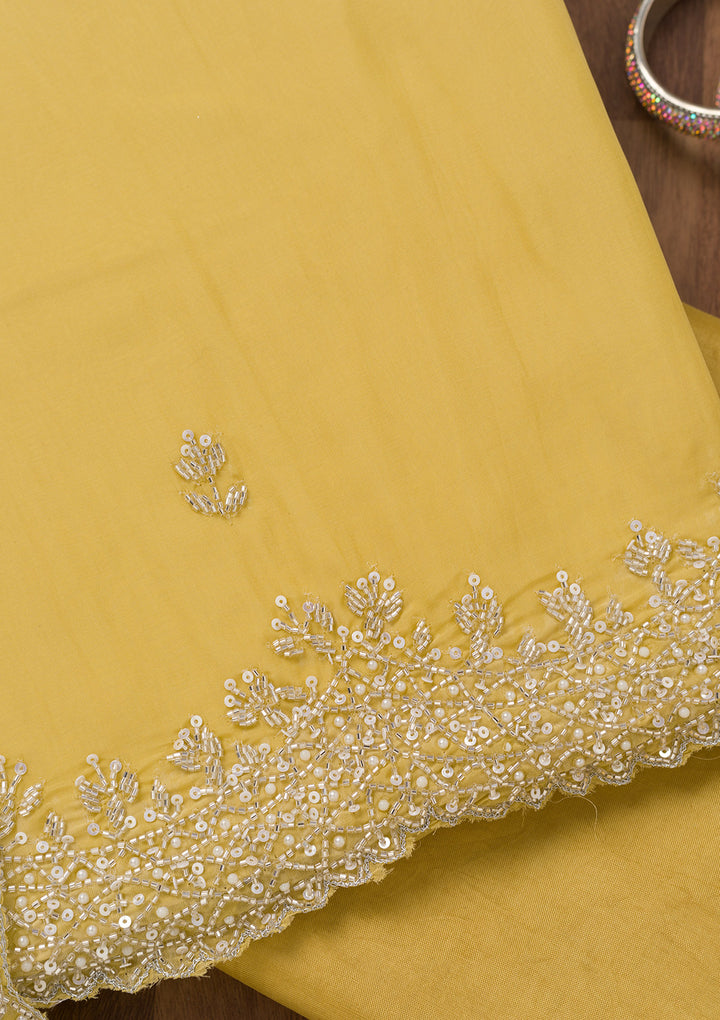 Parrot Green Stonework Tissue Unstitched Salwar Suit