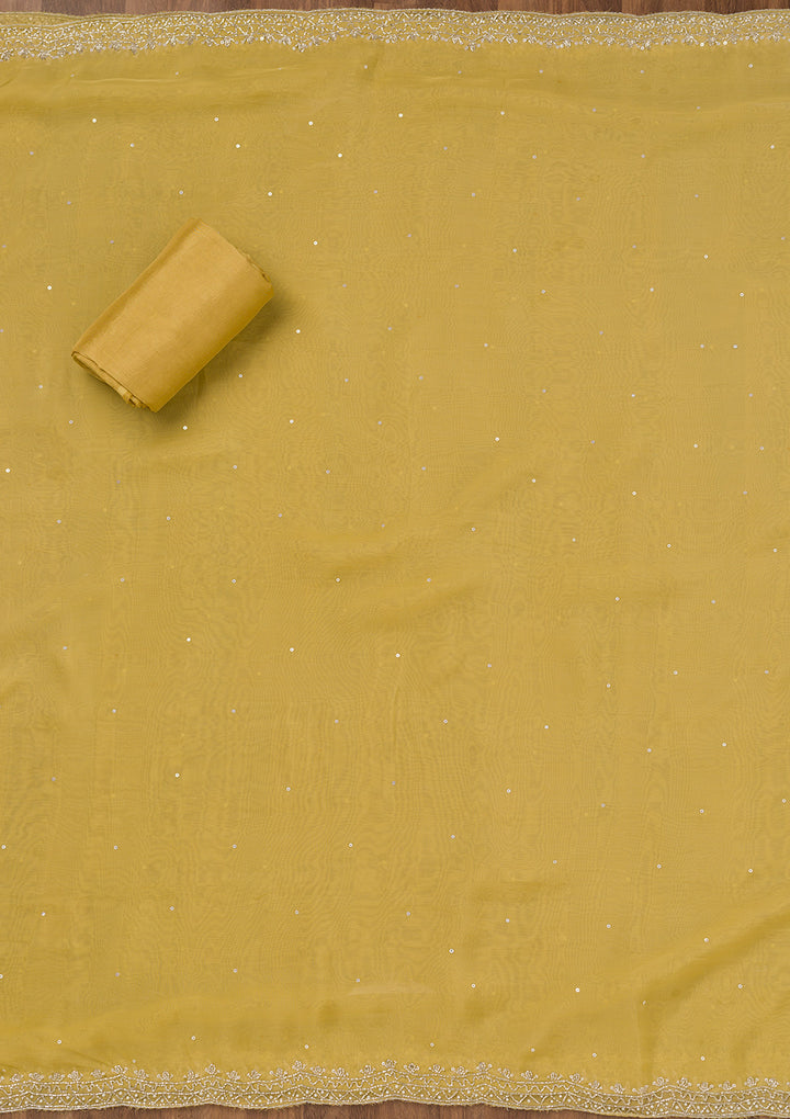 Parrot Green Stonework Tissue Unstitched Salwar Suit