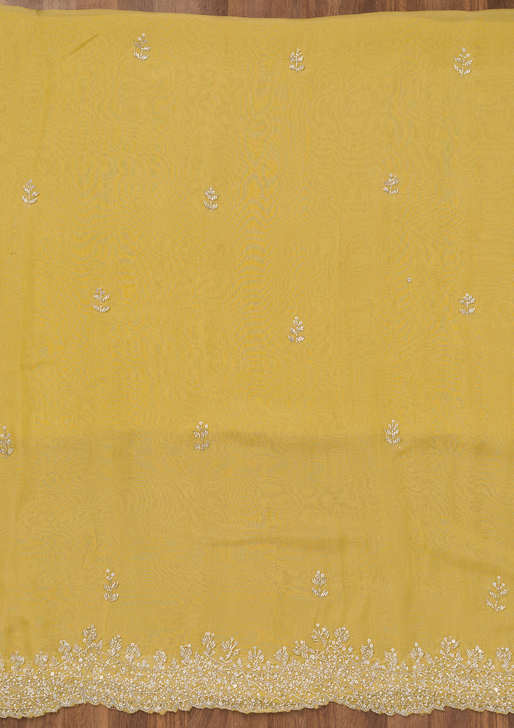 Parrot Green Stonework Tissue Unstitched Salwar Suit