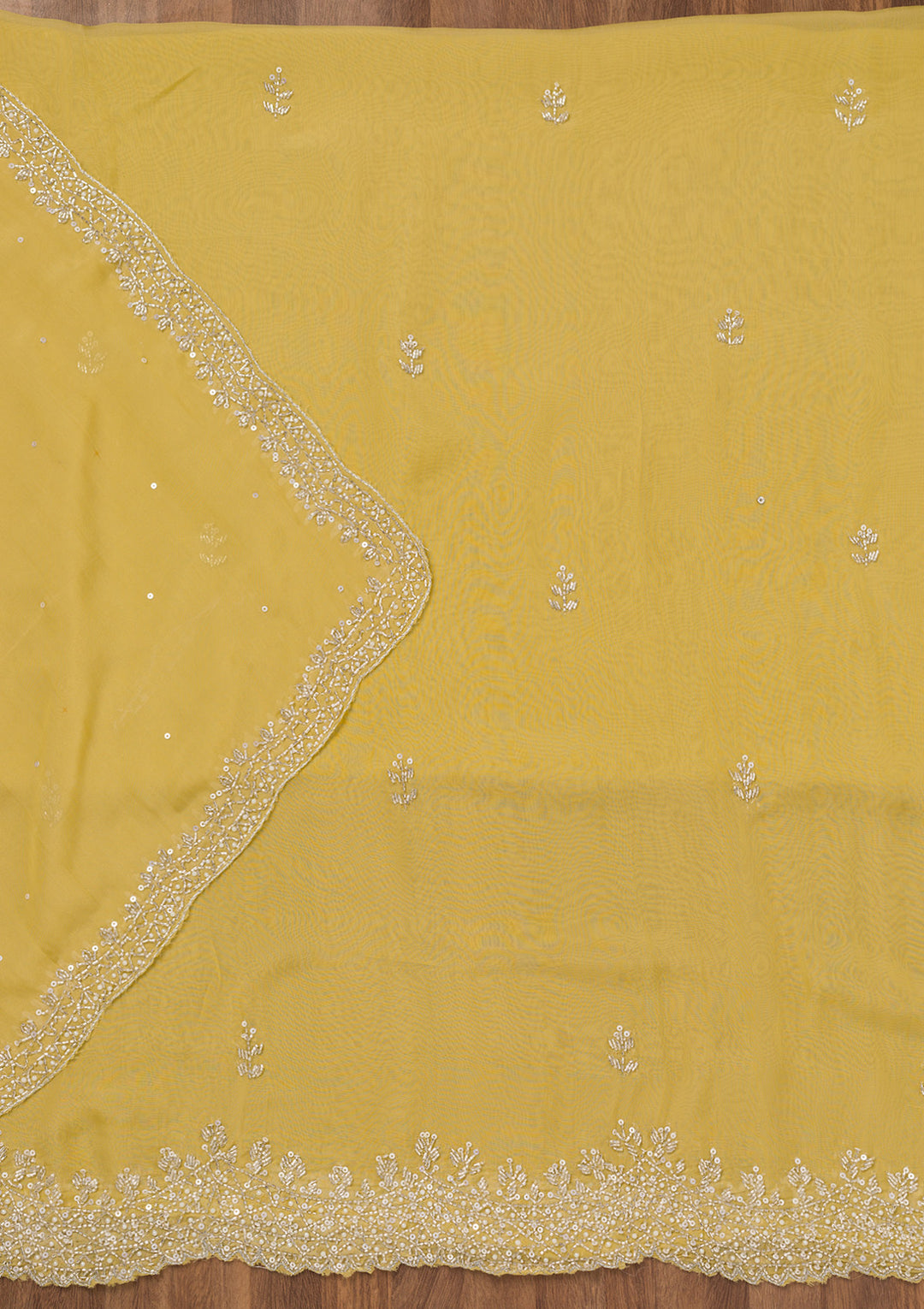 Parrot Green Stonework Tissue Unstitched Salwar Suit