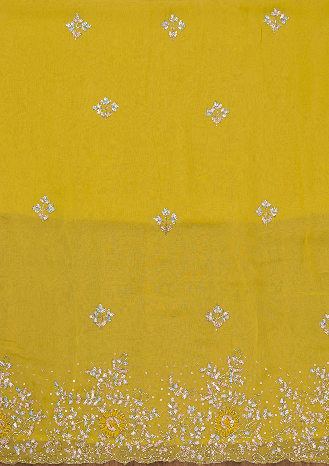 Parrot Green Stonework Tissue Unstitched Salwar Suit