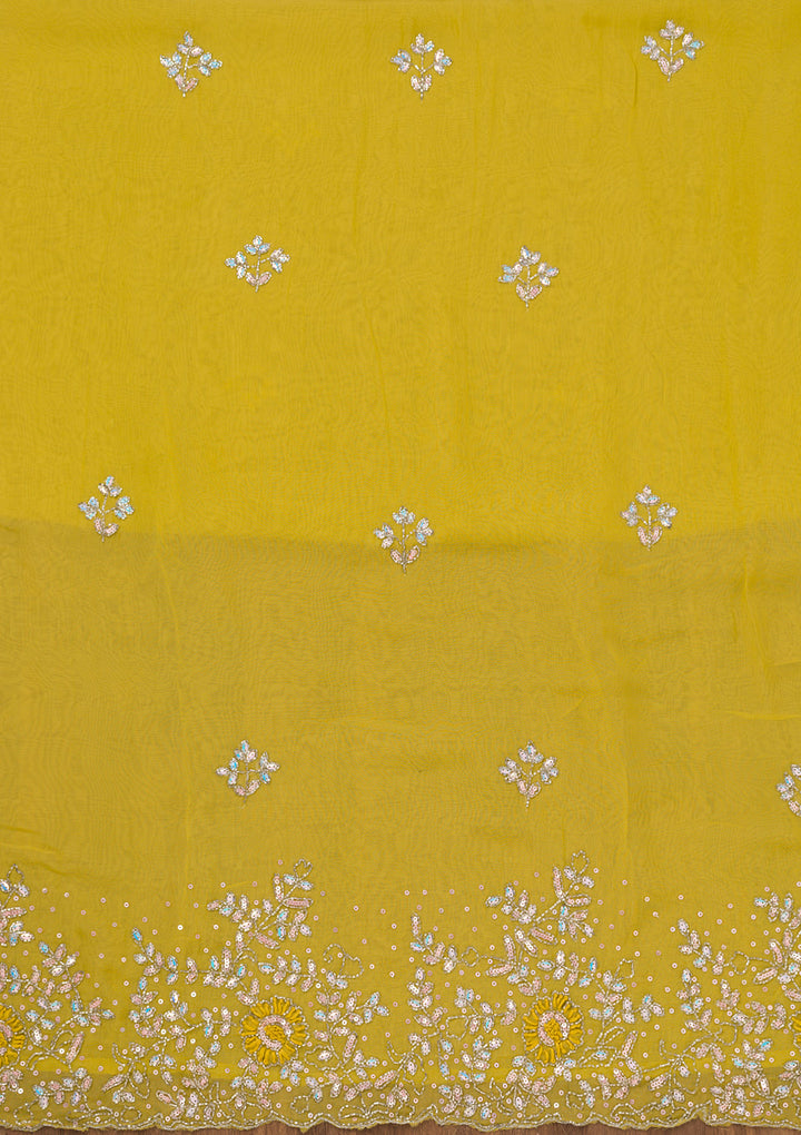 Parrot Green Stonework Tissue Unstitched Salwar Suit