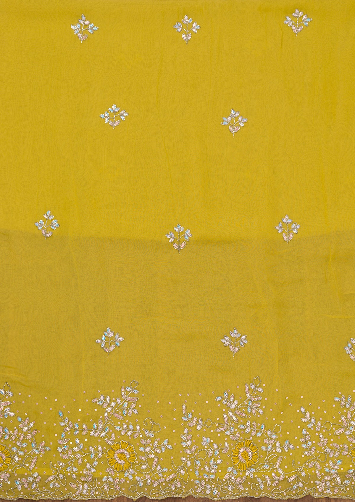 Parrot Green Stonework Tissue Unstitched Salwar Suit