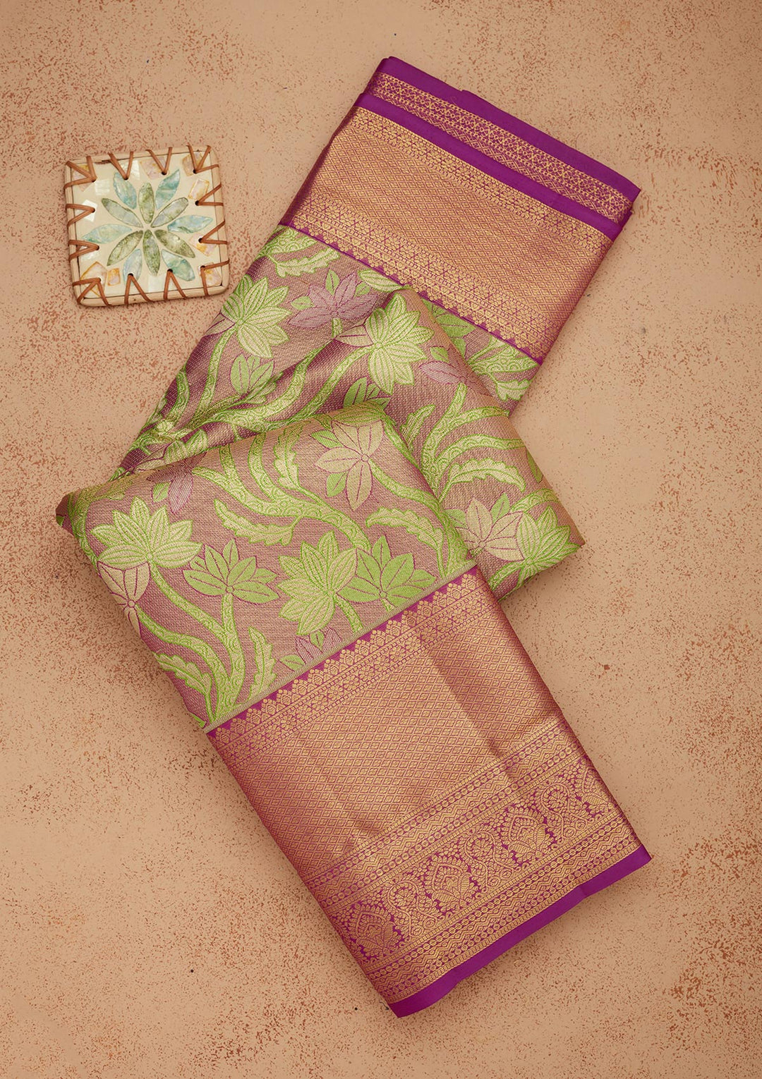 Parrot Green Zariwork Pure Silk Saree-Koskii