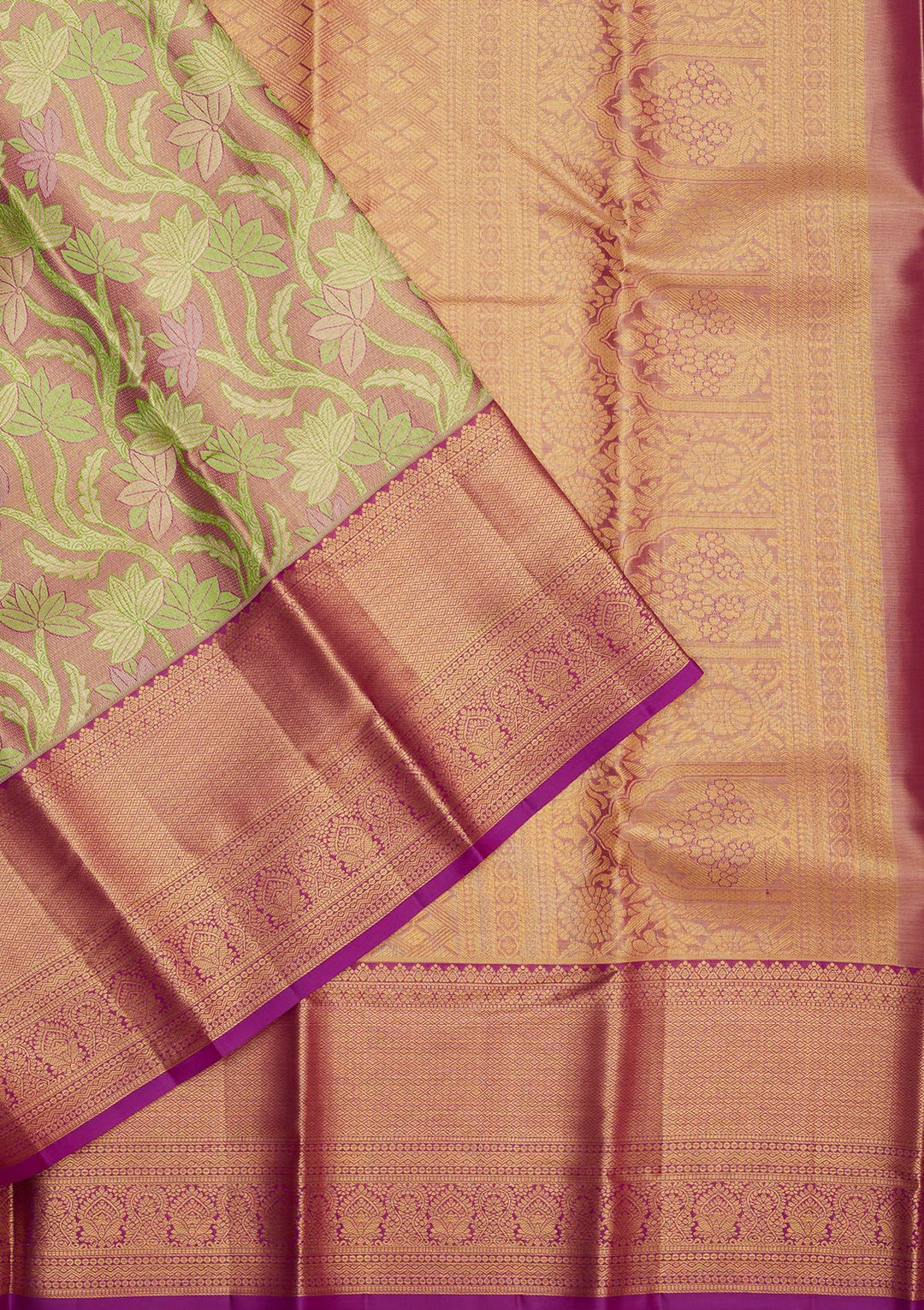 Parrot Green Zariwork Pure Silk Saree-Koskii