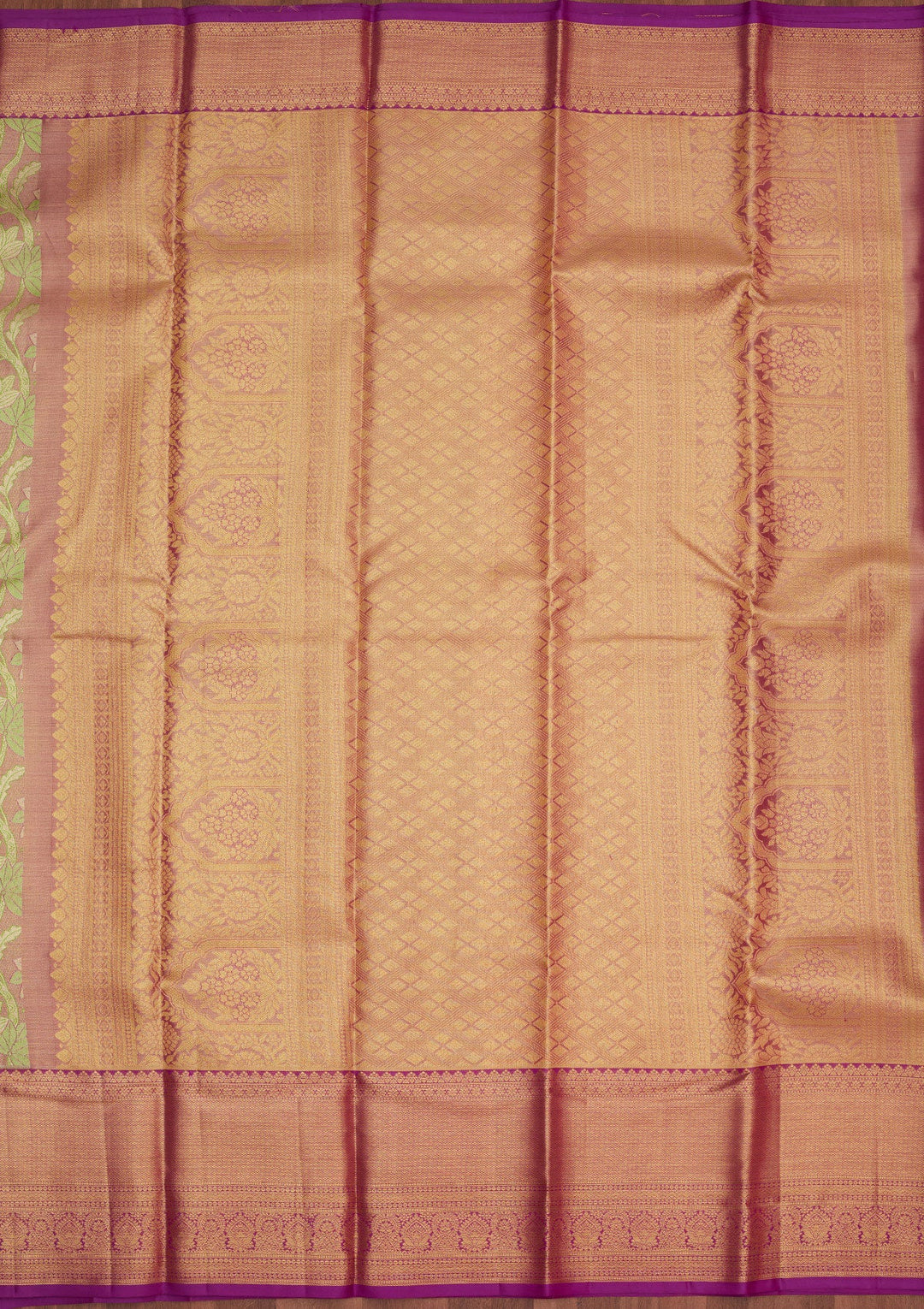 Parrot Green Zariwork Pure Silk Saree-Koskii