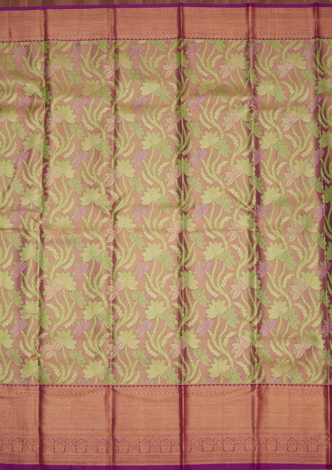 Parrot Green Zariwork Pure Silk Saree-Koskii