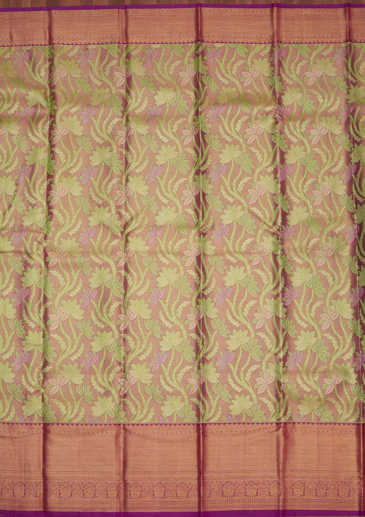 Parrot Green Zariwork Pure Silk Saree-Koskii