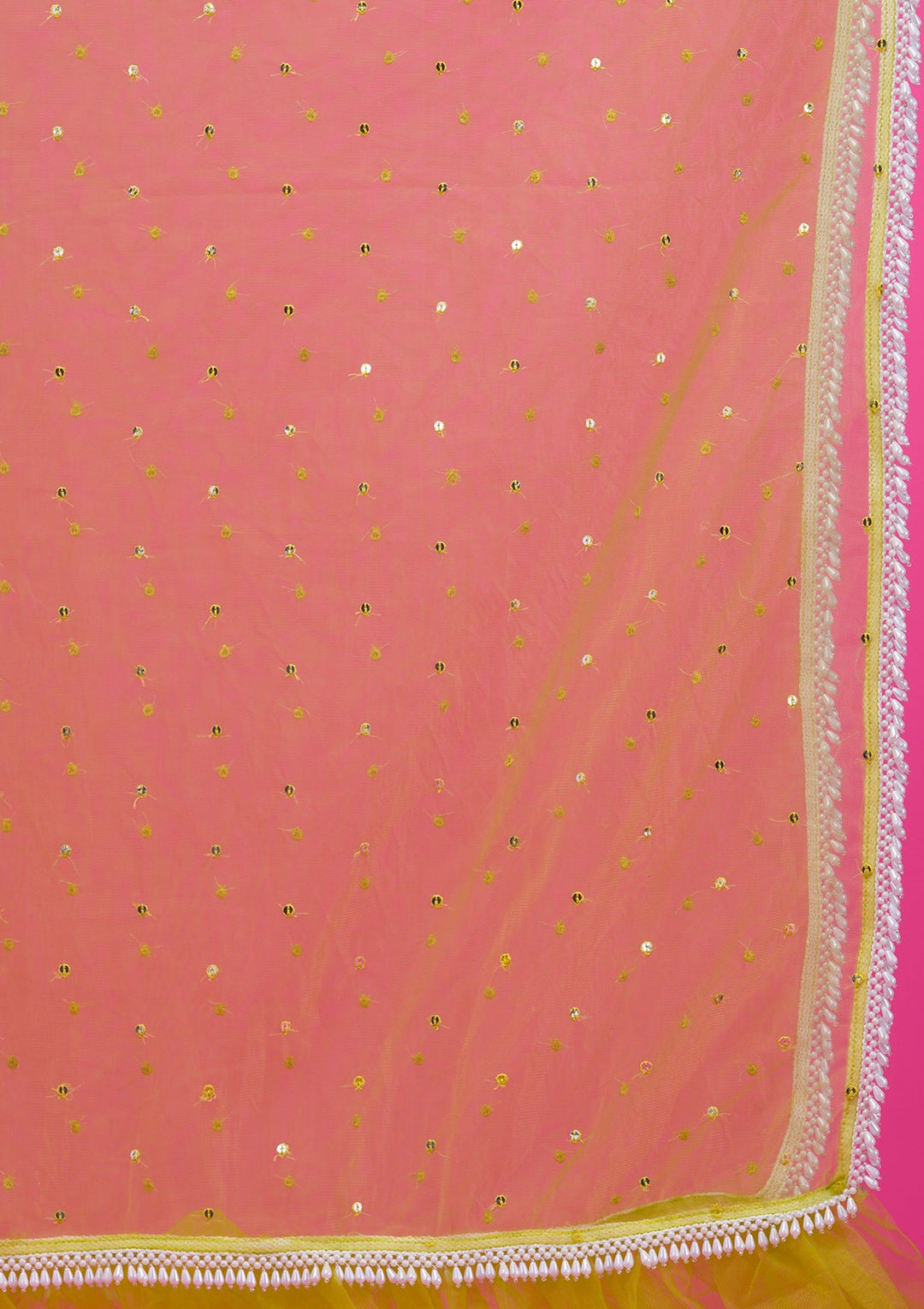 Parrot Green Pearlwork Georgette Readymade Lehenga-Koskii