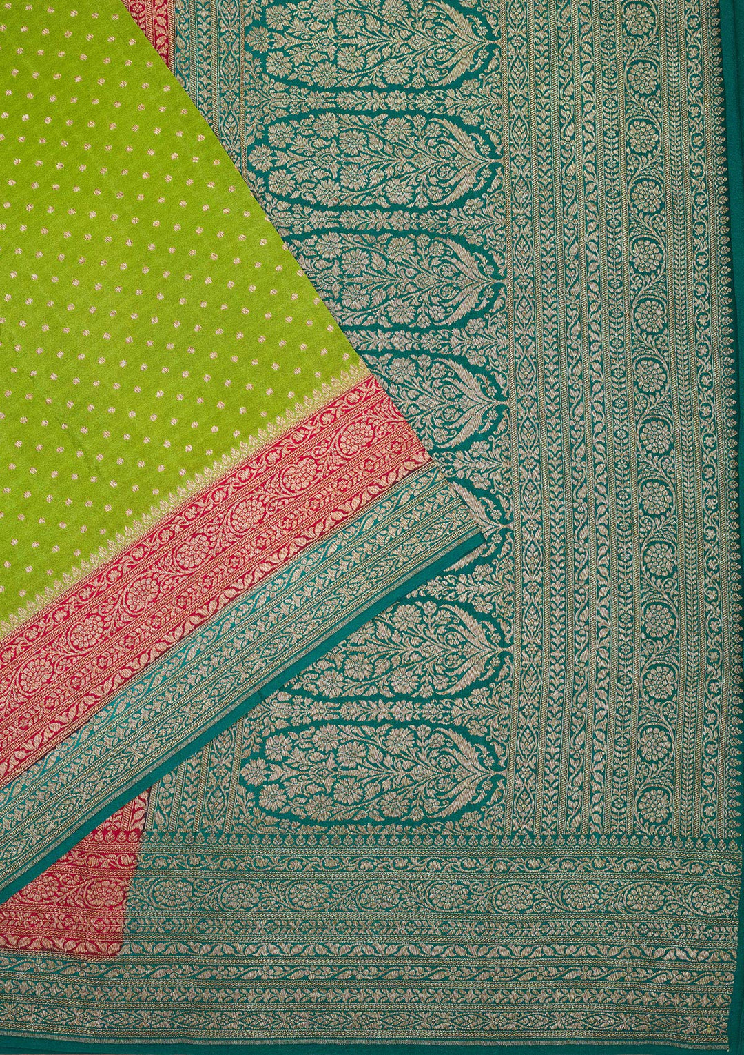 Parrot Green Zariwork Art Silk Saree