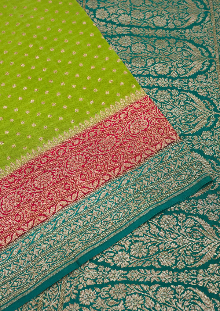 Parrot Green Zariwork Art Silk Saree