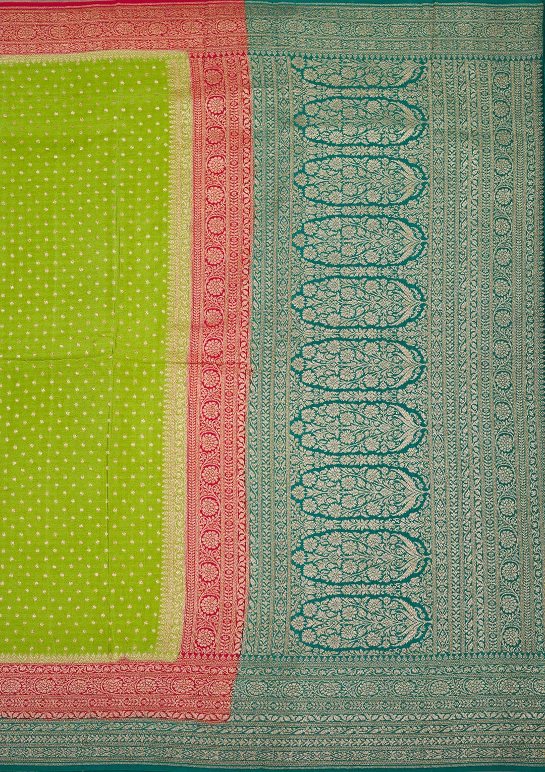 Parrot Green Zariwork Art Silk Saree