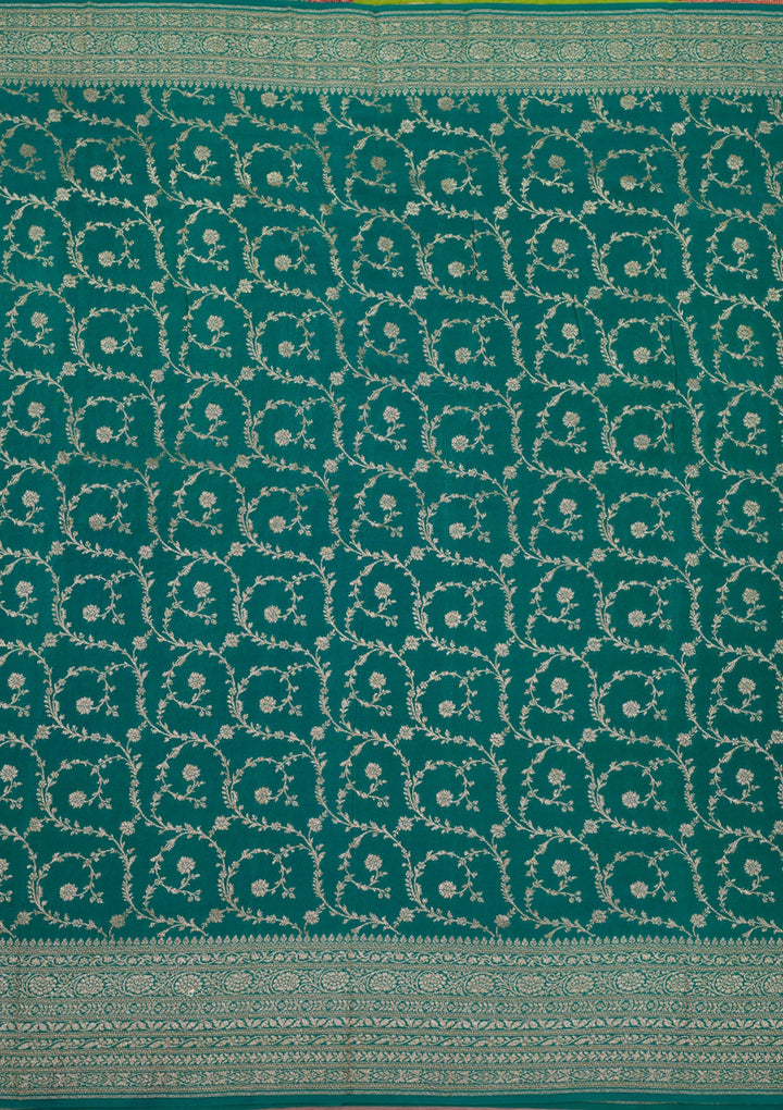 Parrot Green Zariwork Art Silk Saree