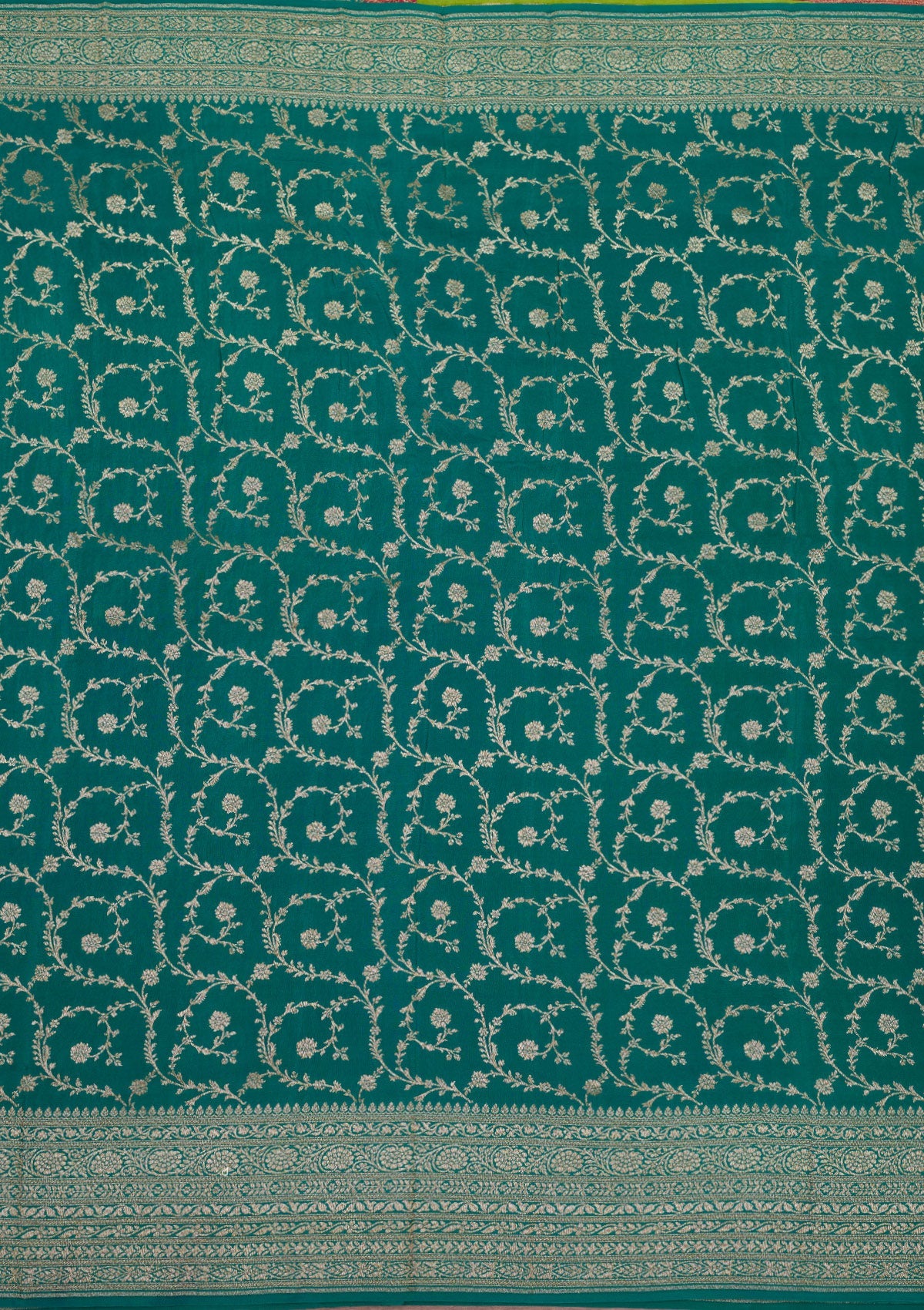 Parrot Green Zariwork Art Silk Saree