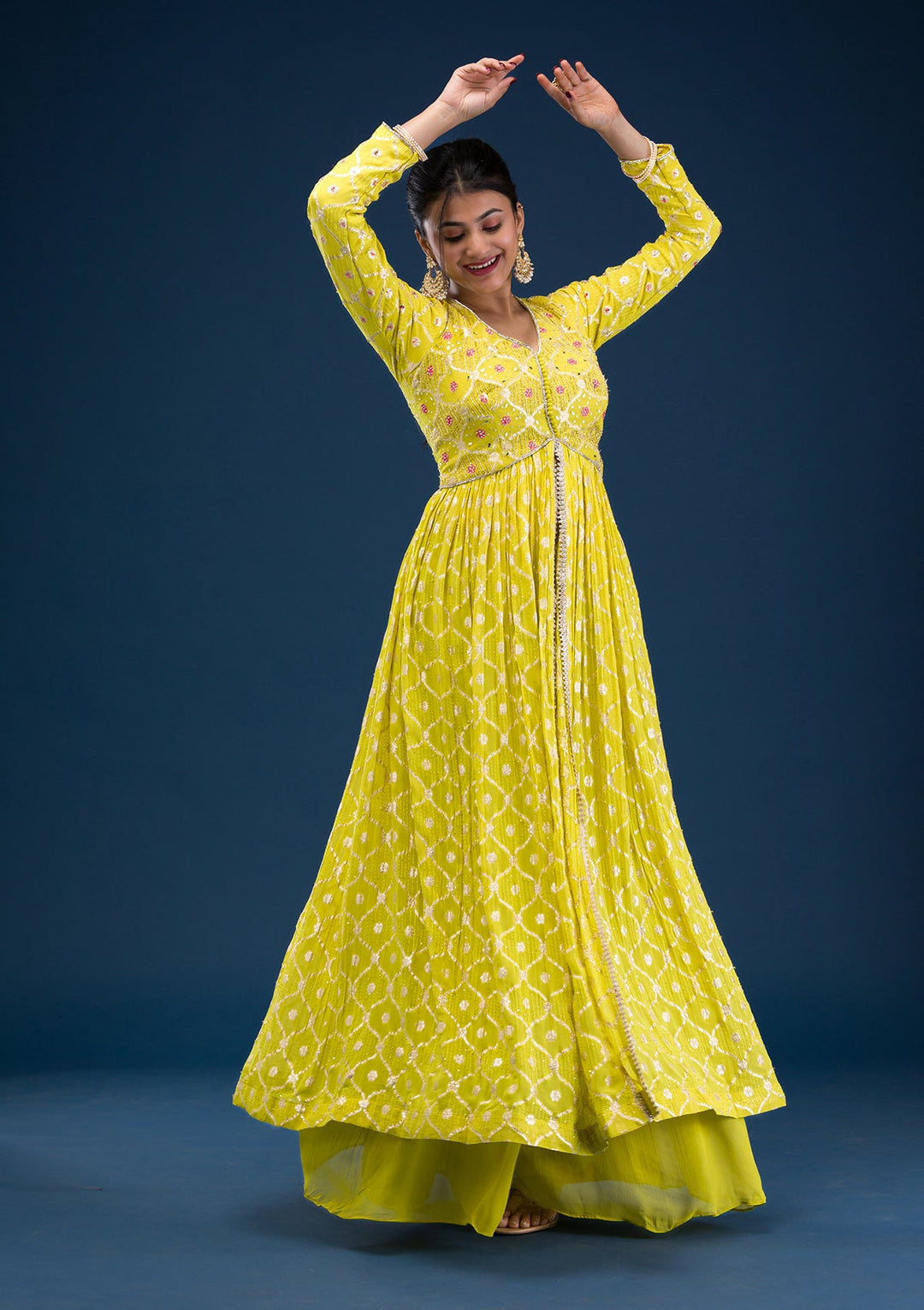 Parrot Green Zariwork Banarasi Readymade Salwar Suit-Koskii