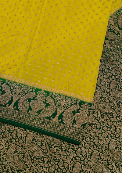 Parrot Green Zariwork Banarasi Saree-Koskii