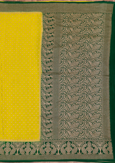 Parrot Green Zariwork Banarasi Saree-Koskii