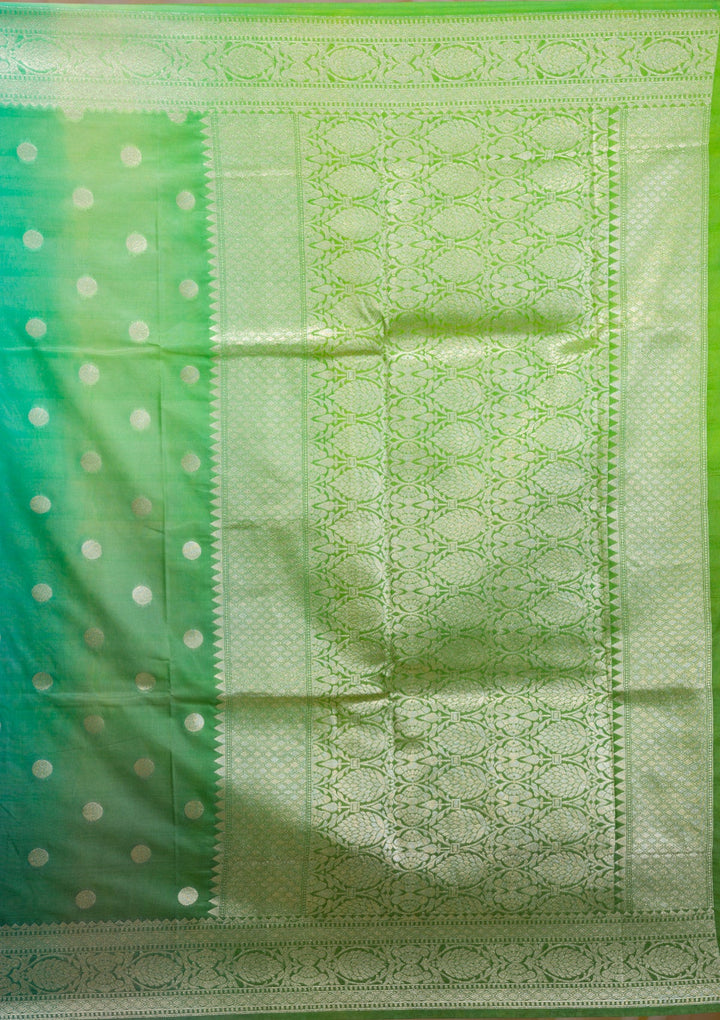 Parrot Green Zariwork Chanderi Saree-Koskii