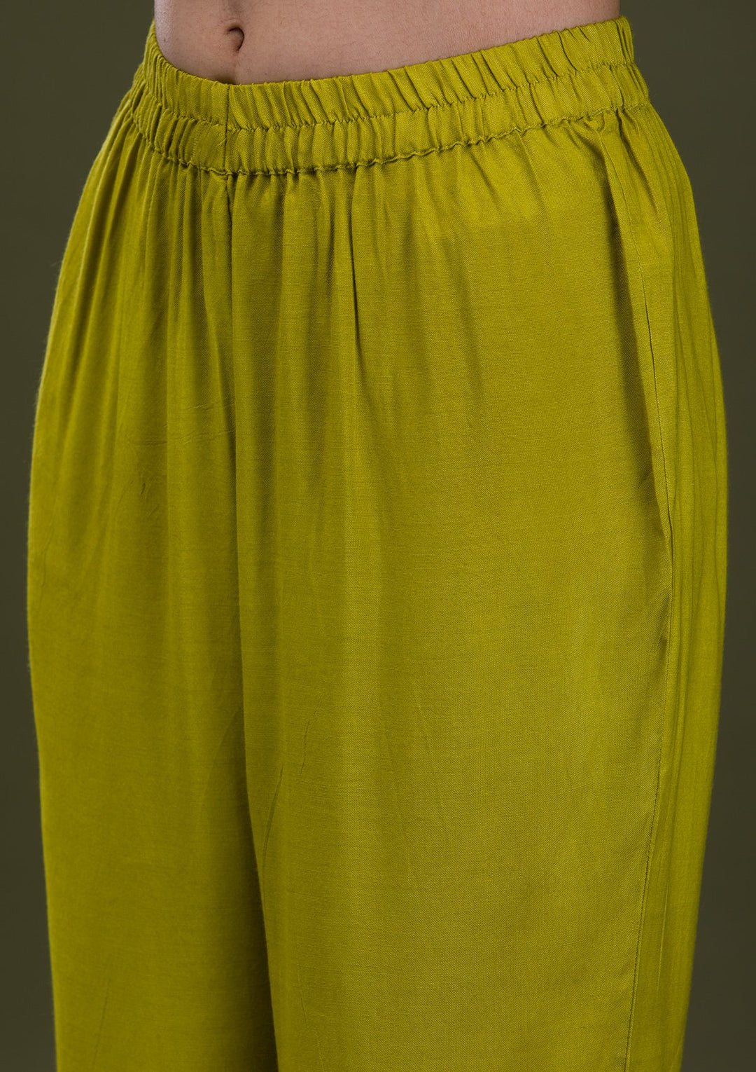 Parrot Green Zariwork Crepe Readymade Salwar Suit-Koskii