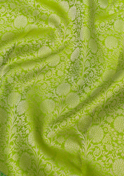 Parrot Green Zariwork Pure Silk Saree-Koskii